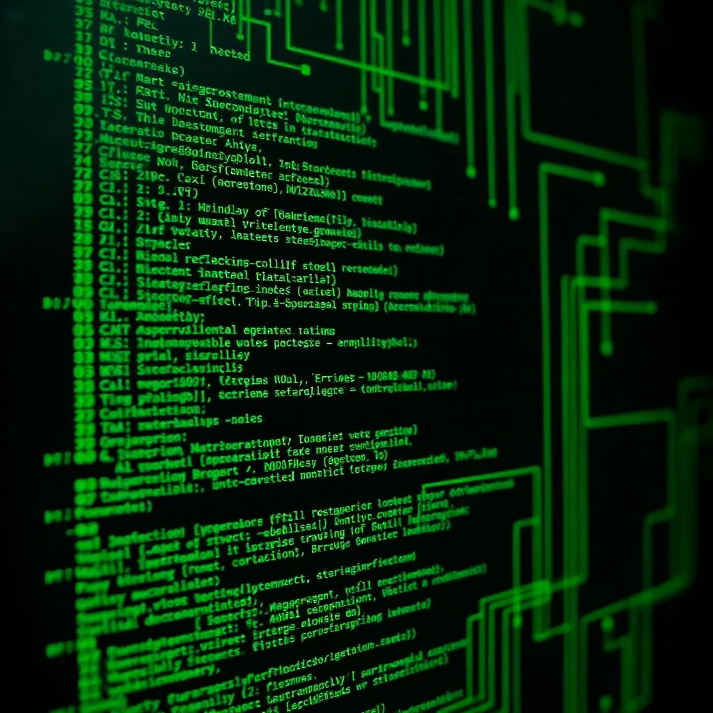 Technical schematic of a command line interface with code an